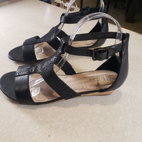 Clarks Abigail Lily Strappy Wedge Sandal Pewter Suede Women’s US 8 - Picture 3 of 8